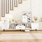 79" TV Stand for TVs up to 90 Inches Entertainment Center Wood Media Console Table Modern Mid Century TV Cabinet-White