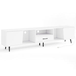 79" TV Stand for TVs up to 90 Inches Entertainment Center Wood Media Console Table Modern Mid Century TV Cabinet-White