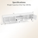 79" TV Stand for TVs up to 90 Inches Entertainment Center Wood Media Console Table Modern Mid Century TV Cabinet-White