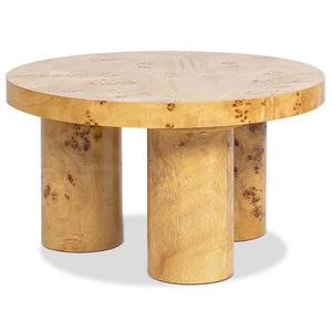 Nebula - Round Pillar Leg Coffee Table - Warm Natural Brown Burl by Couch.com