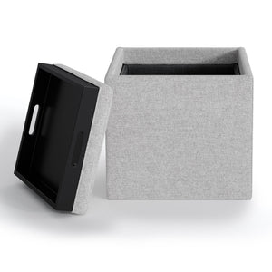 Rockwood - Upholstered Cube Storage Ottoman With Tray by Couch.com
