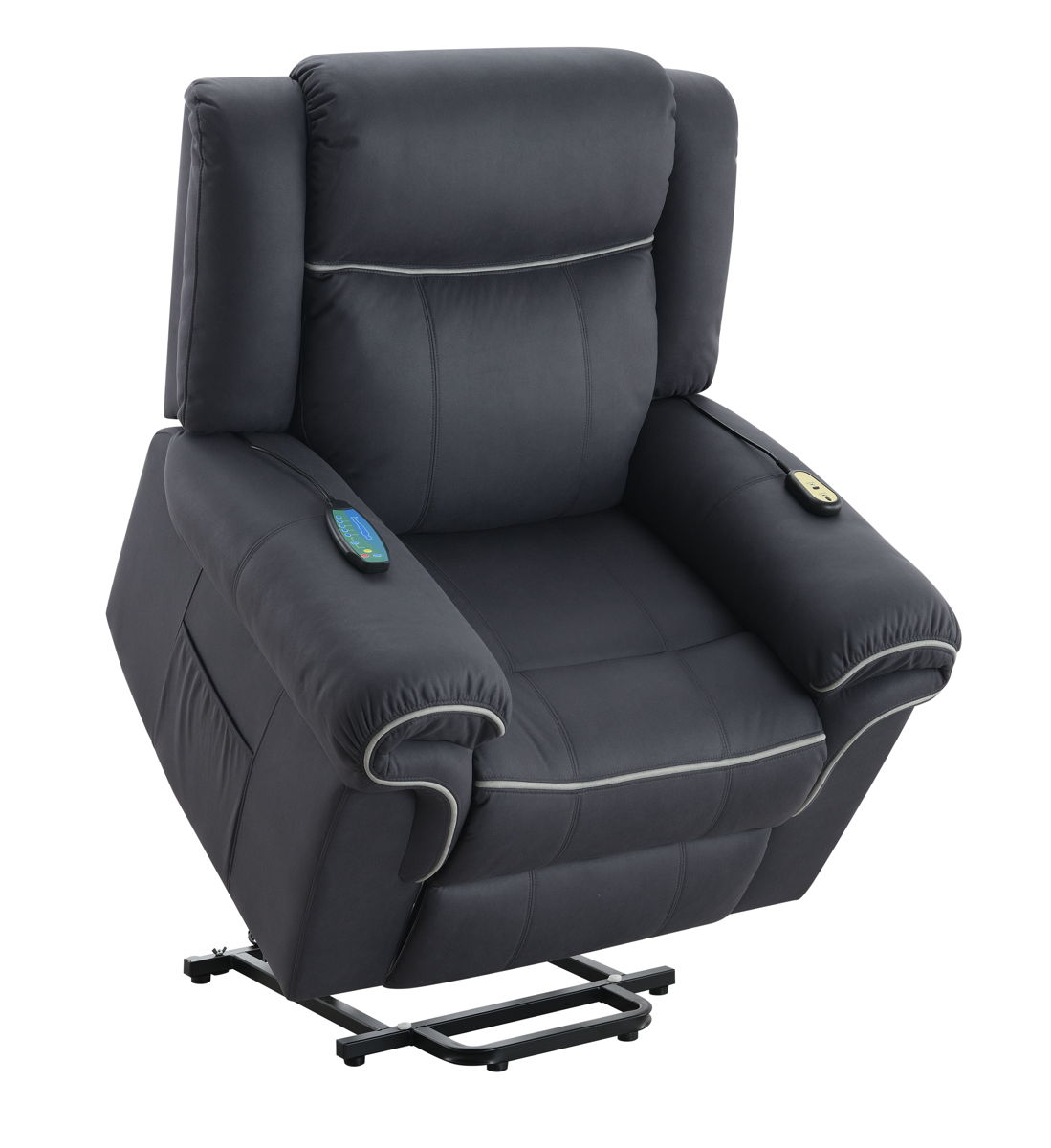 Domana - Polished Microfiber Power Nirion Recliner With Lift Heating Massage Chair - Dark Blue by Couch.com