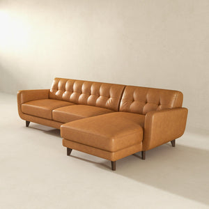 Allison - Mid-Century Modern Leather Sectional Sofa Chaise by Couch.com