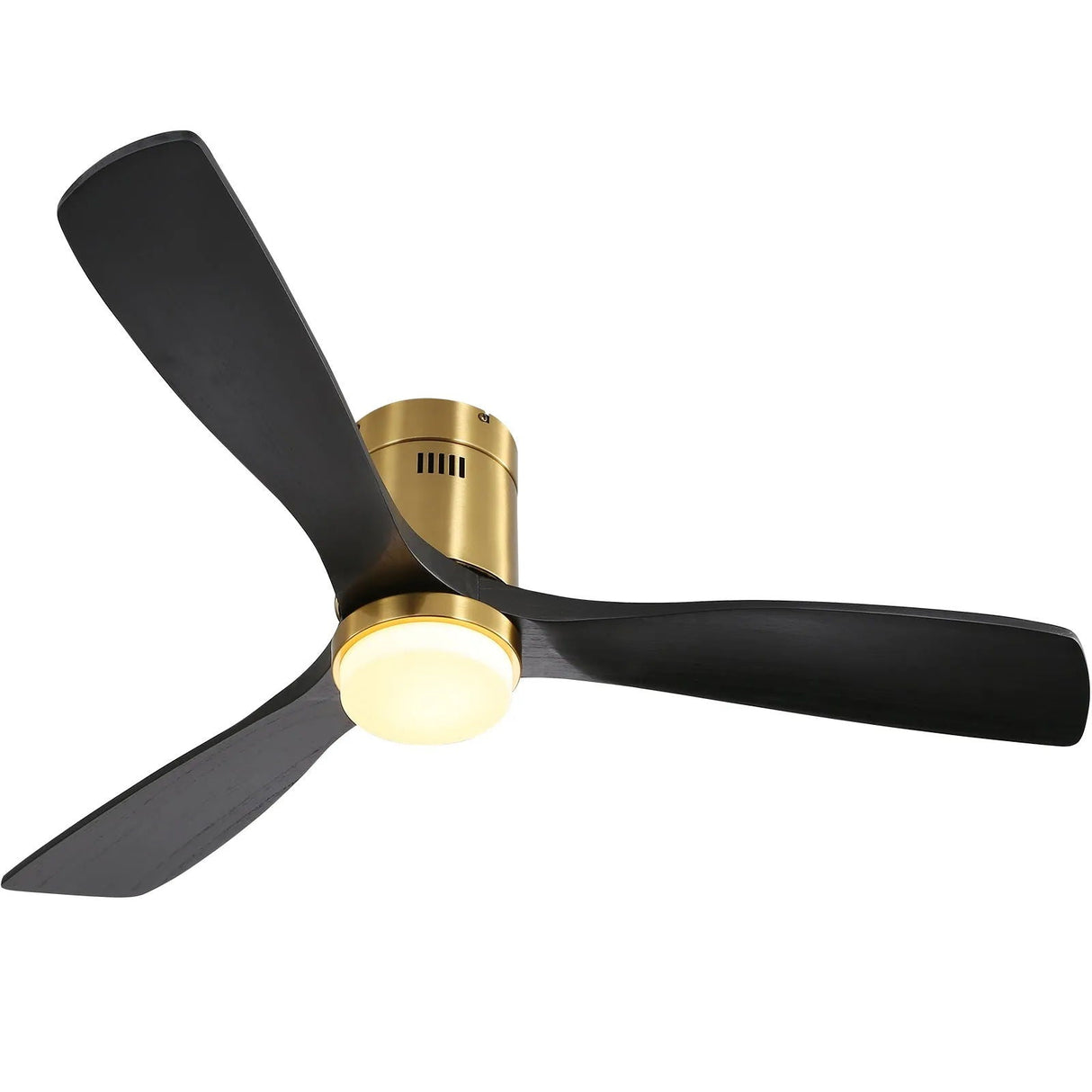 Flush Mount Ceiling Fan With 3 Solid Wood Blades Remote Control Reversible DC Motor For Living Room - Gold by Couch.com