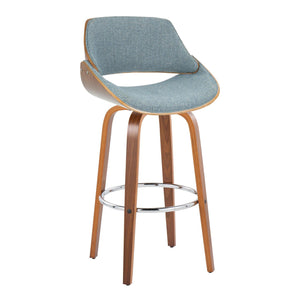 Fabrizzi - Mid Century Modern Fixed Height Barstool With Swivel With Round Footrest (Set of 2) by Couch.com