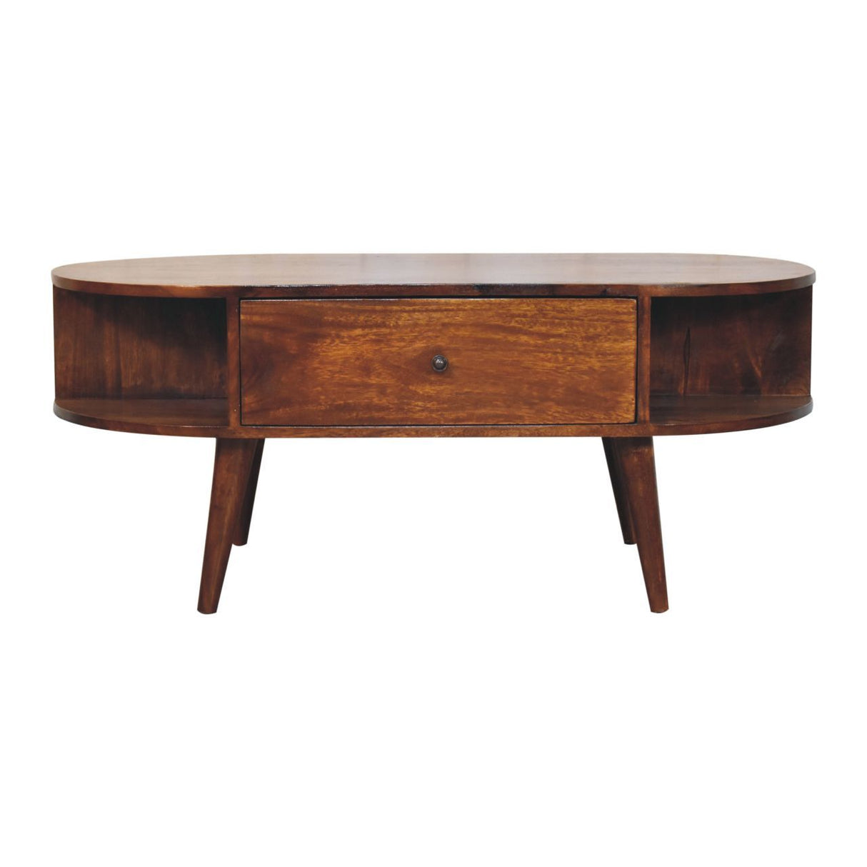 Oval Coffee Table With 1 Drawer - Chestnut by Couch.com