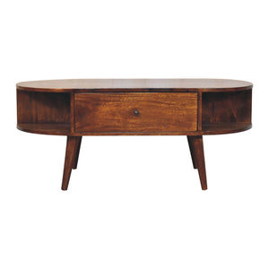 Oval Coffee Table With 1 Drawer - Chestnut by Couch.com