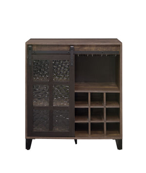 Treju Obscure - Glass, Rustic Wine Cabinet - Black / Oak by Couch.com