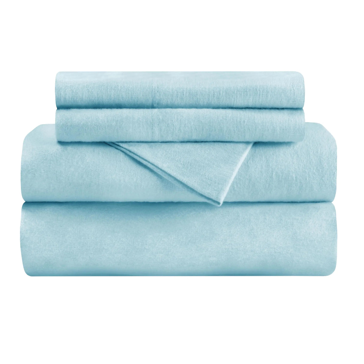 Superior Flannel Cotton Bed Sheet Set Set Includes: One Flat Sheet One Fitted Sheet and Two Pillowcases Breathable Modern Solid Classic California King Light Blue