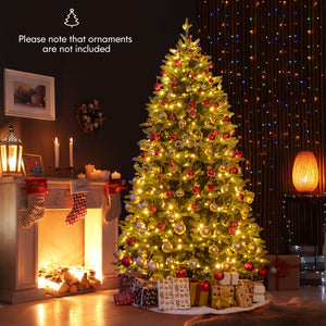 7 Feet Artificial Xmas Tree Hinged with 11 Lighting Modes and Remote Control-7 ft