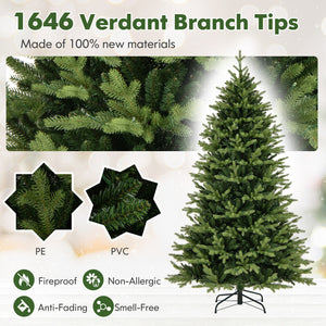 7 Feet Artificial Xmas Tree Hinged with 11 Lighting Modes and Remote Control-7 ft