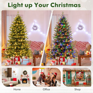 7 Feet Artificial Xmas Tree Hinged with 11 Lighting Modes and Remote Control-7 ft