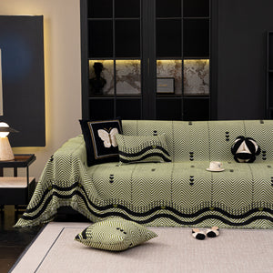 Chenille Sofa Throw Cover, Textured Chevron Decorative Couch Blanket for Living Room