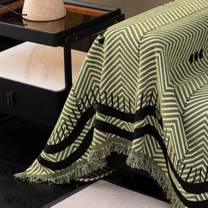 Chenille Sofa Throw Cover, Textured Chevron Decorative Couch Blanket for Living Room