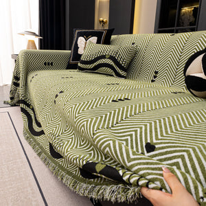 Chenille Sofa Throw Cover, Textured Chevron Decorative Couch Blanket for Living Room