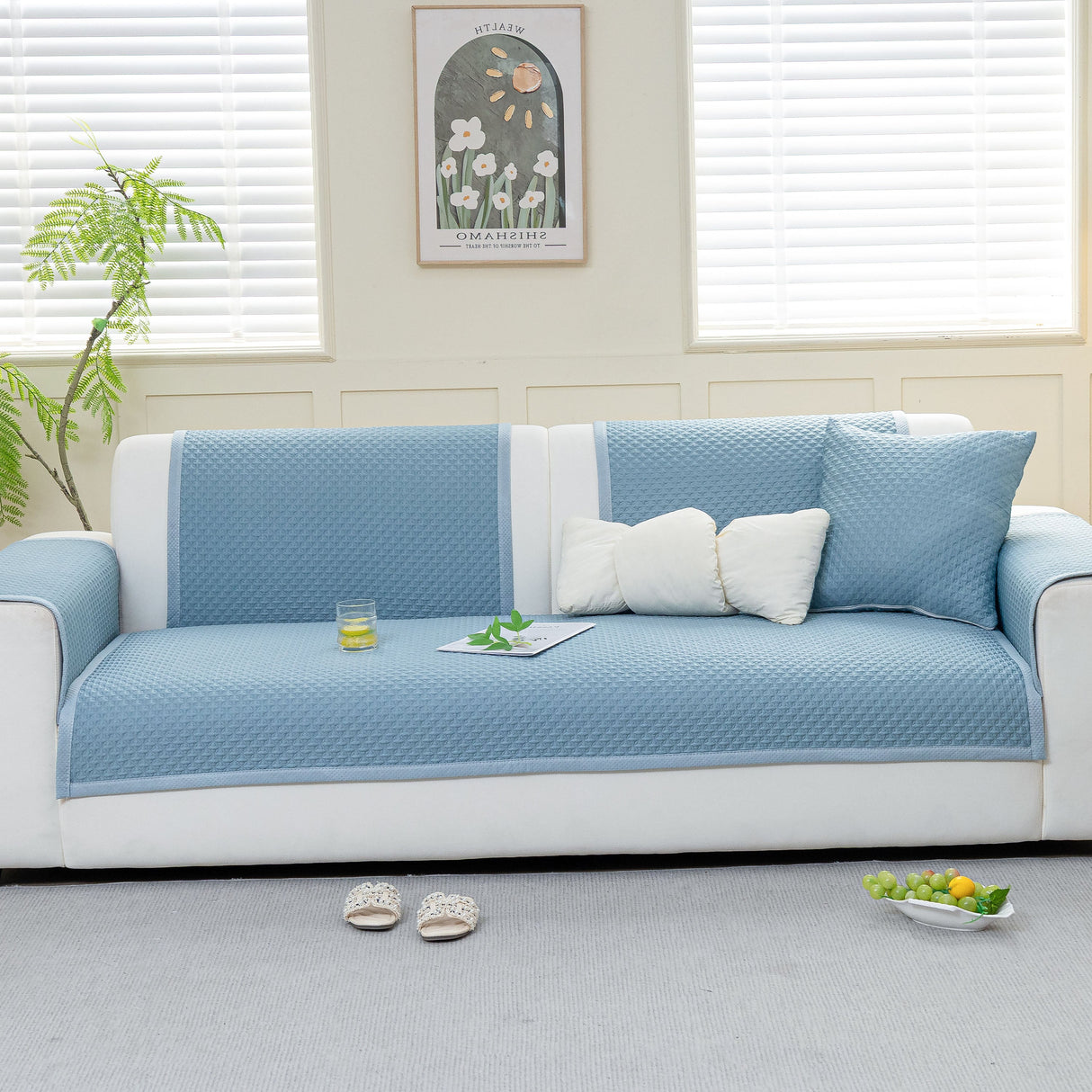Non-Slip Diamond Quilted Sofa Cover, Separate Pieces Sectional Couch Protector