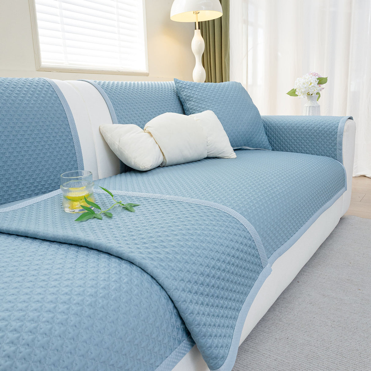 Non-Slip Diamond Quilted Sofa Cover, Separate Pieces Sectional Couch Protector