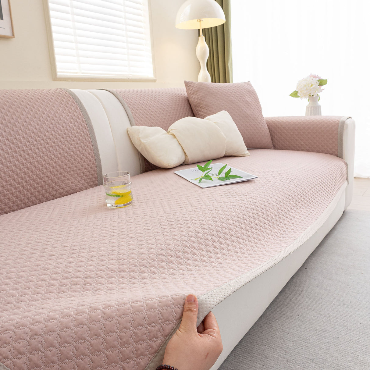 Non-Slip Diamond Quilted Sofa Cover, Separate Pieces Sectional Couch Protector