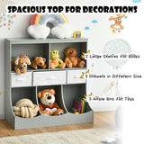 Freestanding Combo Cubby Bin Storage Organizer Unit W/3 Baskets-Brown