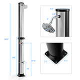 7.2 Feet Solar-Heated Outdoor Shower with Free-Rotating Shower Head-Black