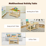 Solid Multifunctional Wood Kids Activity Play Table-Dark Brown