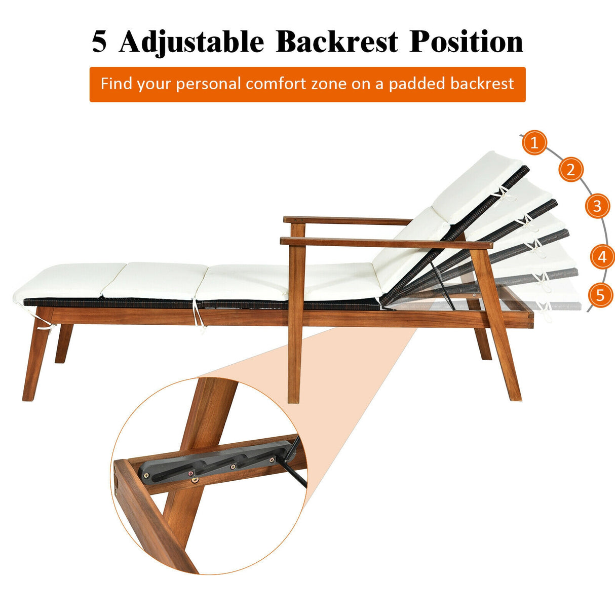 3 Pieces Portable Patio Cushioned Rattan Lounge Chair Set with Folding Table-Turquoise