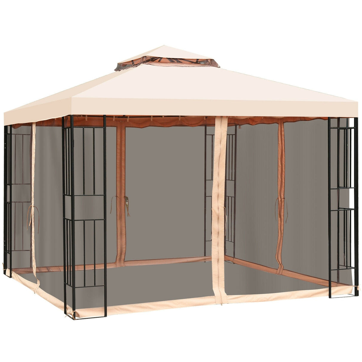 10 x 10 Feet 2-Tier Vented Metal Canopy with Mosquito Netting by DirectDeals