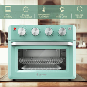19 Qt Dehydrate Convection Air Fryer Toaster Oven with 5 Accessories-Green