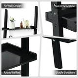 5-Tier Wall-leaning Ladder Shelf  Display Rack for Plants and Books-White