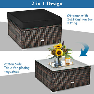 6 Pcs Patio Rattan Furniture Set with Sectional Cushion-Blue