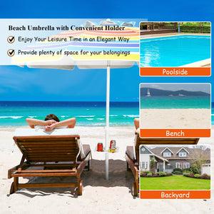 7.2 Feet Portable Outdoor Beach Umbrella with Sand Anchor and Tilt Mechanism-Navy