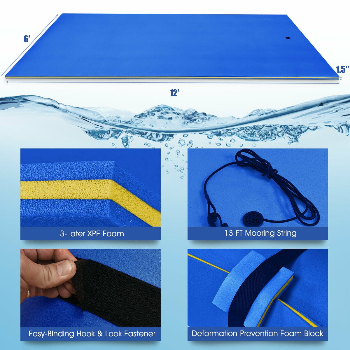 12 ™ x 6 ™ 3 Layer Floating Water Pad-Green