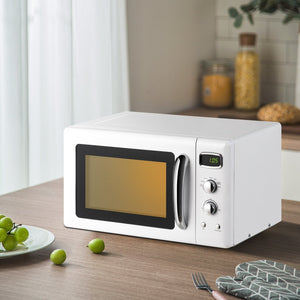 0.9 Cu.ft Retro Countertop Compact Microwave Oven-White by DirectDeals