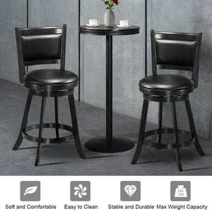 2 Pieces 24 Inch Swivel Counter Stool Dining Chair Upholstered Seat-Brown
