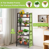 4-Tier Bamboo Plant Rack with Guardrails Stable and Space-Saving-Natural