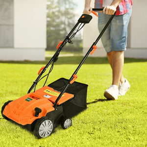 13 Inch 12 Amp Electric Scarifier with Collection Bag and Removable Blades-Green