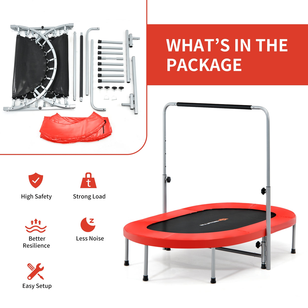 2-Person Foldable Mini Kids Fitness Rebounder Trampoline-Blue