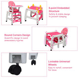 3-in-1 Baby High Chair with Lockable Universal Wheels-Gray
