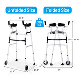 Folding Height Adjustable Walking Frame with Armrest Support-Silver