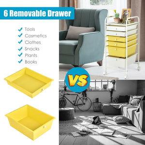 6 Drawers Rolling Storage Cart Organizer-Transparent Multicolor