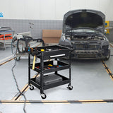 Rolling Tool Cart Mechanic Cabinet Storage ToolBox Organizer with Drawer-Black