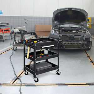 Rolling Tool Cart Mechanic Cabinet Storage ToolBox Organizer with Drawer-Black