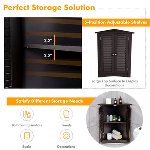 Adjustable Corner Storage Cabinet with Shutter Doors-White