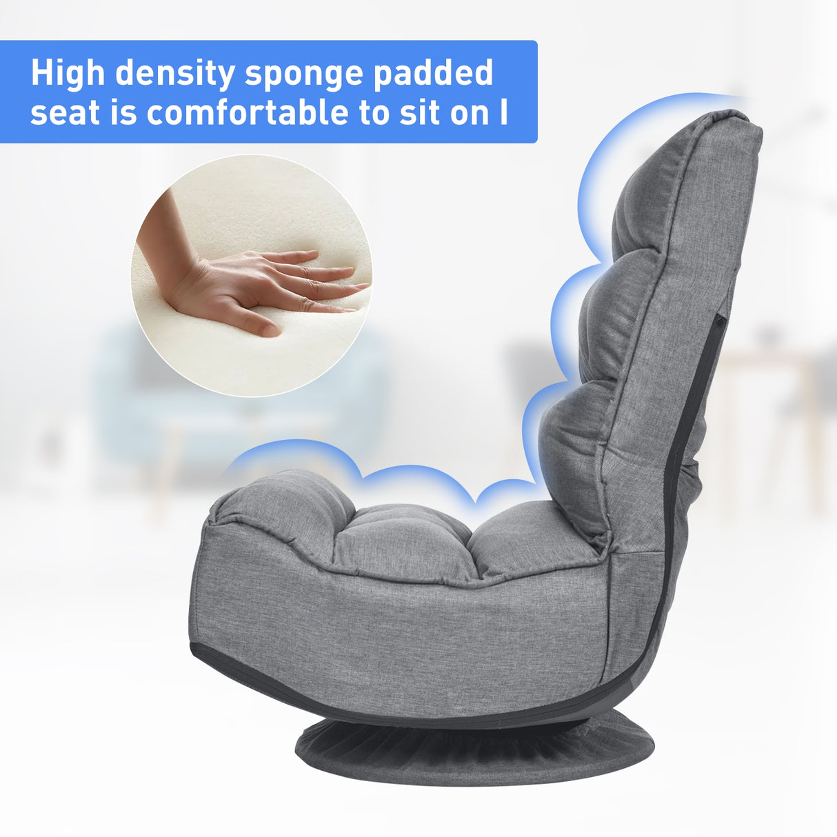 5-Position Folding Floor Gaming Chair-Navy