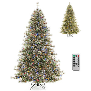 6/7.5/9 FT Artificial Christmas Tree Pre-Lit Hinged Holiday Tree with 360 ° Quick Power Connector-7.5ft