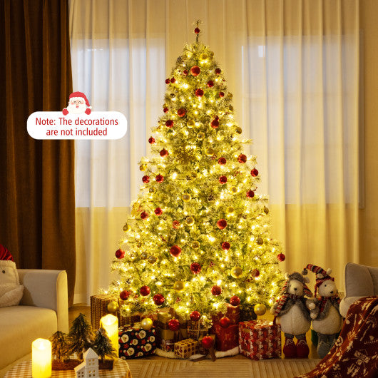 6/7.5/9 FT Artificial Christmas Tree Pre-Lit Hinged Holiday Tree with 360 ° Quick Power Connector-7.5ft
