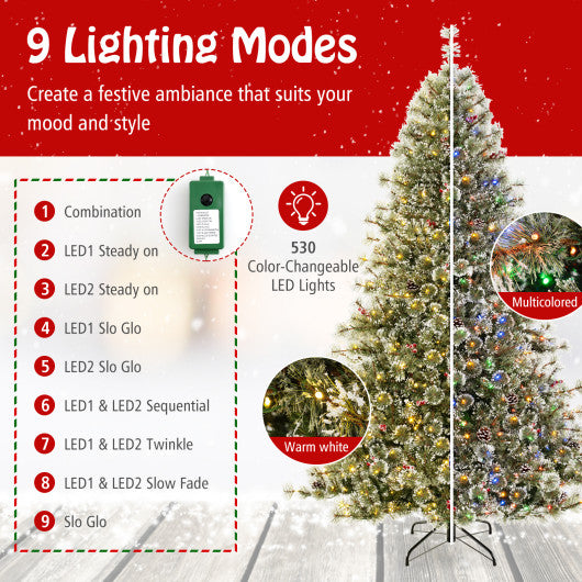 6/7.5/9 FT Artificial Christmas Tree Pre-Lit Hinged Holiday Tree with 360 ° Quick Power Connector-7.5ft