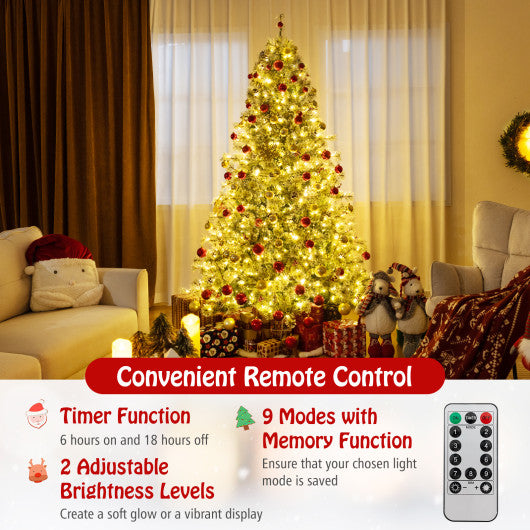 6/7.5/9 FT Artificial Christmas Tree Pre-Lit Hinged Holiday Tree with 360 ° Quick Power Connector-7.5ft
