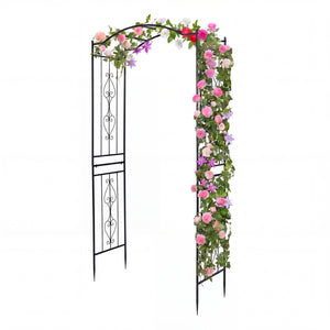 7.5 Feet Garden Arbor Heavy-Duty Metal Arch Trellis with Curved Roof
