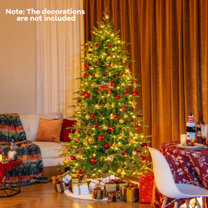 7.5 Feet Pre-Lit Artificial Christmas Tree with Warm White LED Lights